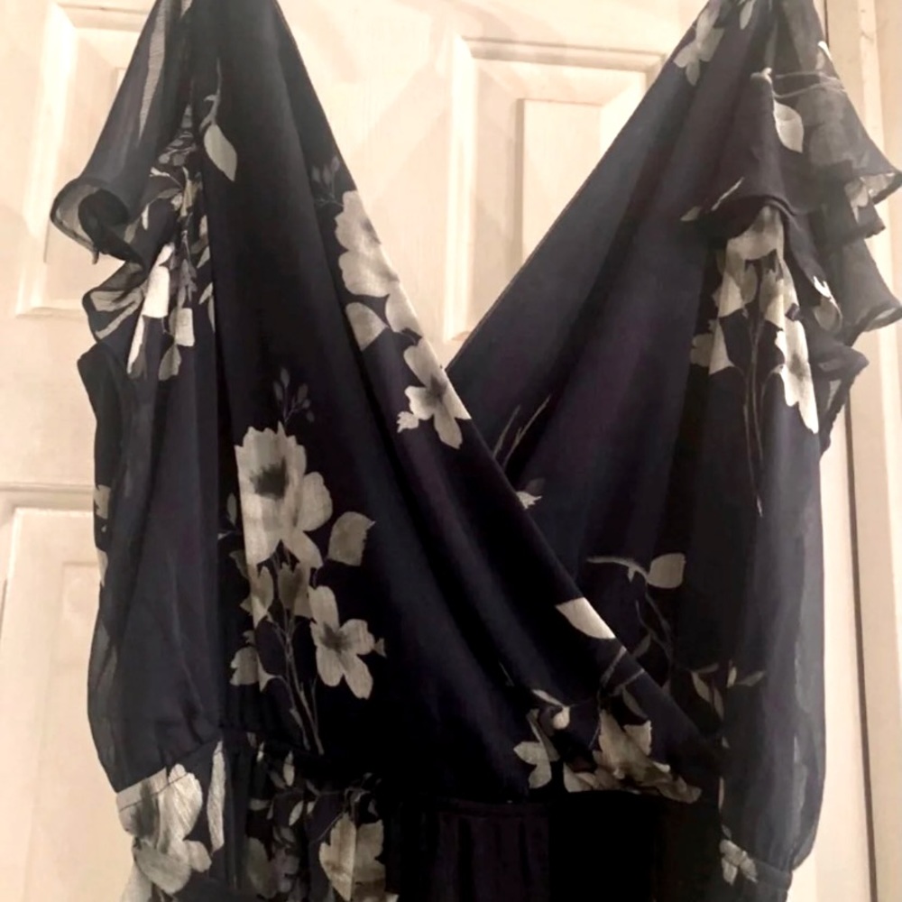 Chaps Navy Floral Maxi Dress